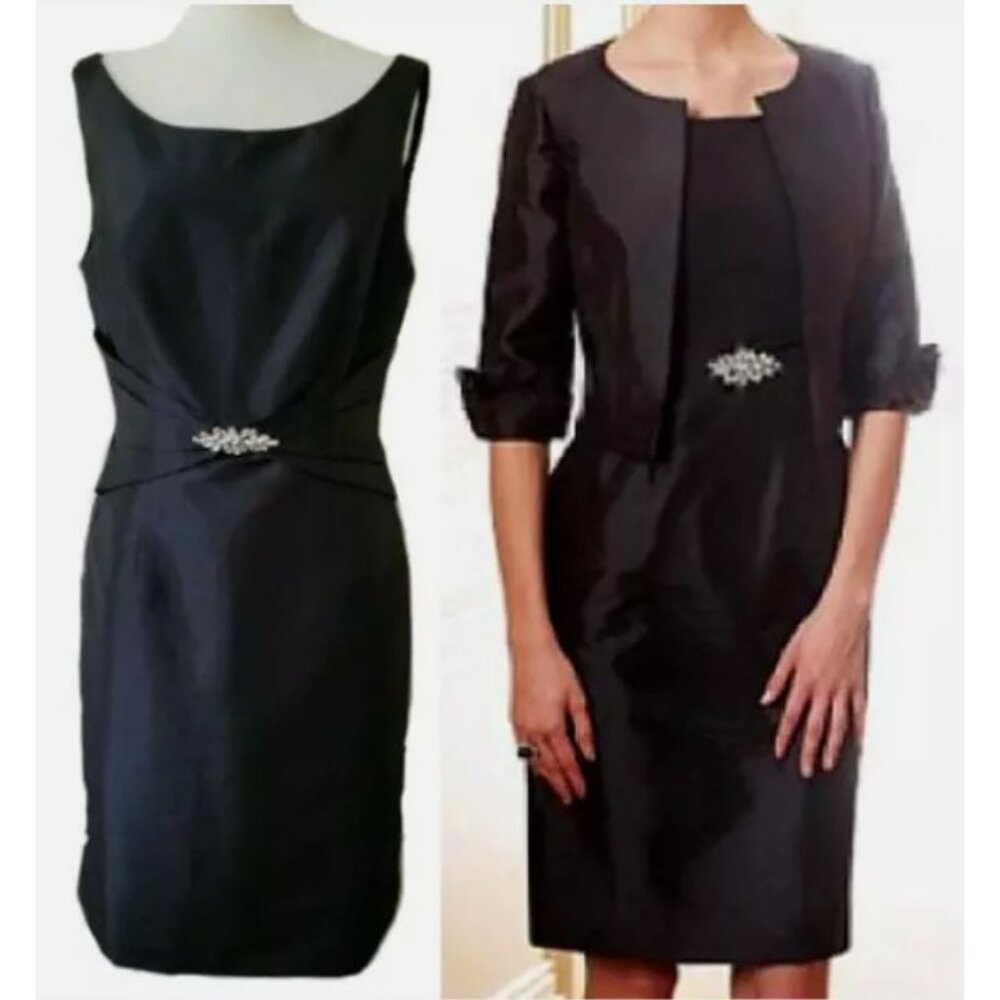 Jade By Jasmine Women’s Stunning Taffeta Bateau Neckline Sheath Dress Size 8 - Picture 4 of 15
